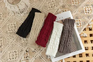 Knitted fingerless gloves winter warm arm warmers cable knit thumb hole gloves cozy