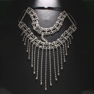 Rhinestone tassel face mask, sexy crystal masquerade chain for party festival fashion jewelry.