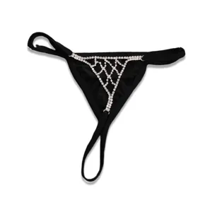 Sexunderwear Strass Netz Tanga Bodykette schwarz Nachtclub glitzernd modisches Accessoire