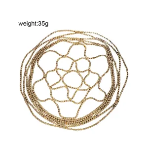Coiffe en résille strass chaîne de front de mariée accessoire de cheveux femme scintillant