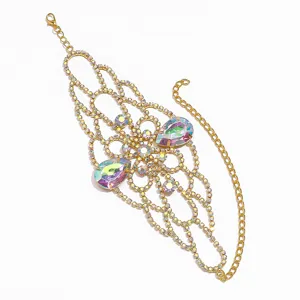 Stupendo bracciale da braccio in strass color oro gioiello corpo vintage cristallo accessorio