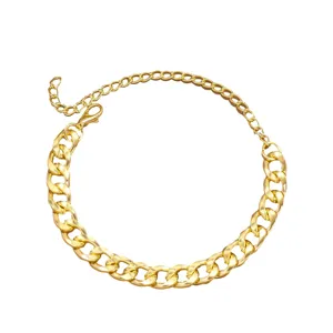 Bracelet gourmette cubaine dore minimaliste, bijou de poignet hip-hop punk epais pour femmes