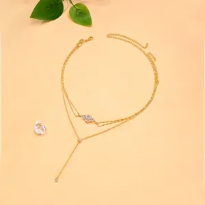 Exquisite doppelseitige Y-Halskette mit funkelnden Strasssteinen, elegante Mode Schmuck Accessoire.