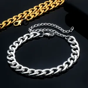Ensemble de bracelets gourmette cubaine, bijoux en acier titane style hip hop punk tendance.