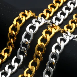 Chaîne cubaine en acier inoxydable, bijoux de style hip-hop punk pour hommes et femmes mode.