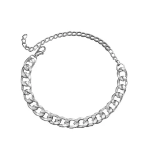 Collier chaine cubaine argente style punk hip hop grosse chaine en metal pour hommes et femmes