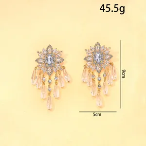 Luxus Strass Kristall Quaste Statement Ohrringe, elegante goldene Party Ohrschmuck Design.