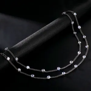 Minimalist double layer rhinestone body chain elegant bridal shoulder chain accessory