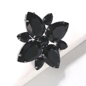 Exaggerierter schwarzer Strass geometrischer Statement-Ring für Damen Party Mode Schmuck