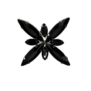 Exzentrischer schwarzer Kristall ovaler geometrischer Statement-Ring fur Damen Modeschmuck.