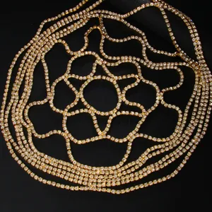Coiffe Filet Strass Doré Chaîne De Front Mariage Bijou De Cheveux Fête Élégant