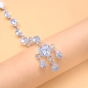 Chaîne de front en strass argenté cœur étincelant bijoux de mariée fête coiffe mariage