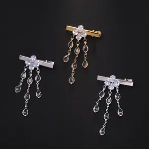Exquisite rhinestone tassel hair clip Korean style elegant teardrop crystal barrette women