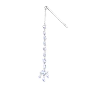 Chaîne de front en strass argenté barrette cheveux mariage indien pendentif cristal