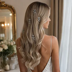 Korean Style Rhinestone Tassel Hair Clip Elegant Water Drop Flower Copper Alloy Hairpin For Women Fashion Hair Accessories