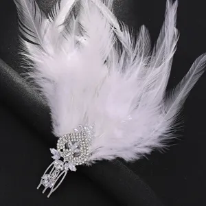 Elegant feather rhinestone hair comb sparkling crystal bridal side comb for party prom wedding.