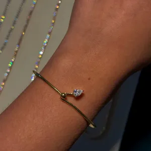 Minimalistisch Kupfer Strass Offener Armreif Für Damen Modisch Wassertropfen Geometrisch Verstellbar Armband Täglich Pendler Schmuck Geschenk