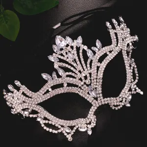 Masque de bal en strass exquis pour femmes, masque de fête en cristal brillant.