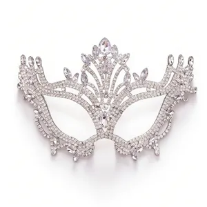 Masque de bal masqué en strass cristal pour femme fête festival bijoux accessoires