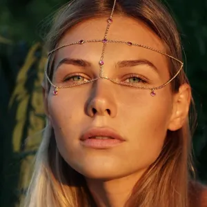 Chaîne de Front Multicouche Exotique Bohémienne avec Glands en Strass Bijou de Tête pour Femme Festival de Musique Fête