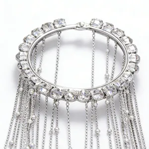 Strass nappa bracciale braccio aperto metallo catena pendente gioielli da donna