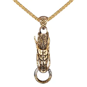 Men's Retro Dragon Pendant Necklace Titanium Steel Vintage Gold Dragon Head Necklace Charm