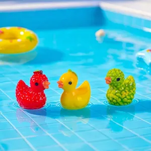 Mini resin fruit duck figurines cute micro landscape ornaments cartoon toys for desk decor