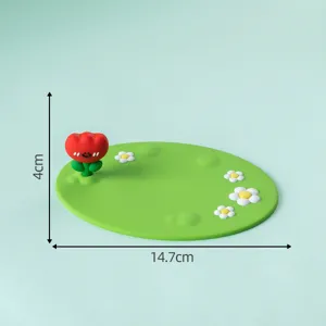 Cute silicone mat featuring tulip and daisy design, perfect non-slip desktop ornament accessory.
