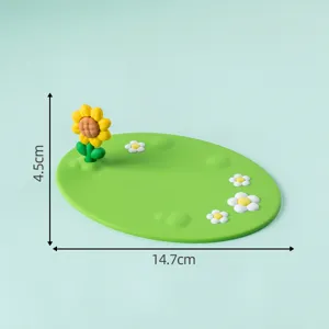 Cute sunflower daisy silicone mat, mini non-slip desktop ornament and car decor accessory.