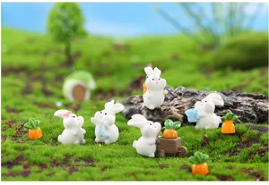 Lindas figuras de conejo de resina en miniatura para micro paisaje jardín de hadas decoración.