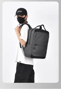 Zaino da lavoro in pelle da uomo, grande borsa per laptop da viaggio per studenti.