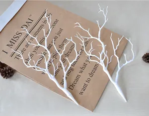 White artificial tree branches scene detail, coral branch photo prop for home decor and display.