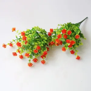 Artificial plastic flower branch simulation green leaf plant wall home garden decor detail