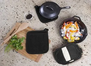 Noir résistant à la chaleur en éponge de coton manique tapis de cuisine pour la cuisson du four.