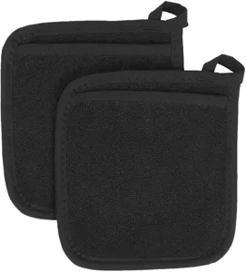 Manique noire en tissu bouclette résistant à la chaleur, tapis de table de cuisine.