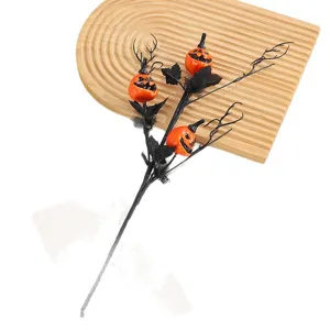 Halloween decorativo ramo de ramas negras con pequeñas calabazas talladas para fiestas