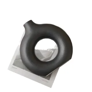 Nordic Ceramic Donut Vase Creative Circle Vase White Speckled Flower Pot For Modern Home Decor Living Room Tabletop