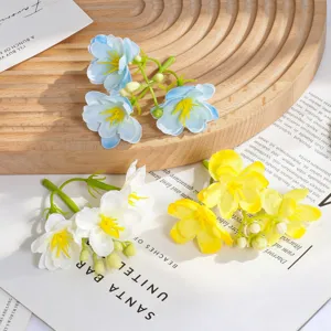 Kunstblumen 4-Gabel Jasmin Rebe DIY handgemachte Kranz Haarzubehoer Hochzeit Blumenwand Dekor