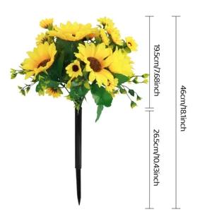 Estaca de suelo de girasol artificial para decoración de jardín y hogar con diseño realista.