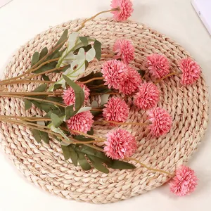 Detail view of artificial pink chrysanthemum flower bouquet for stunning home decoration display.