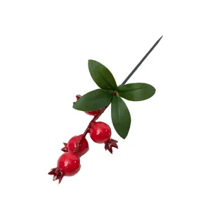 Piccolo mazzo di melograni artificiali finte bacche rosse per decorazione domestica