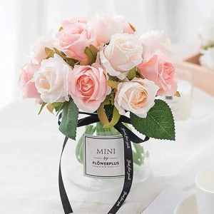 Artificial Silk Rose Flower Bouquet Small Fake Flowers For Home Wedding Photography Decoration Props