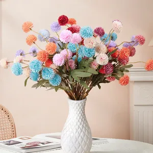 Artificial dandelion chrysanthemum flower bouquet faux floral home decor vase centerpiece