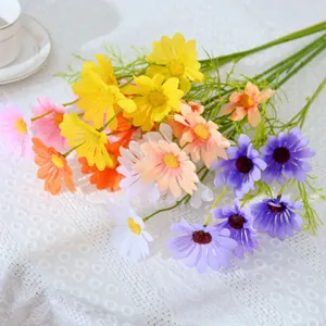 5 Heads Dutch Chrysanthemum Chamomile Artificial Silk Flowers Bouquet For Home Wedding Party Photography Props Decoration