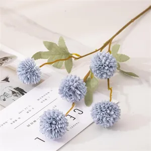 Künstliche Pompom Chrysantheme 5 Köpfe Kunstblume für Heimtextilien Hochzeit Fotografie Requisite