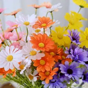 Colorful artificial daisy flower bouquet for home decor, wedding and photography props.