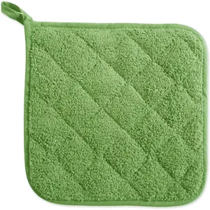 Manique de cuisine en coton vert resistante a la chaleur tapis de table carre matelasse