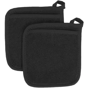 Ensemble de maniques de cuisine noires résistantes à la chaleur en tissu éponge