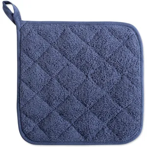 Manique en coton bleu, dessous de plat thermique épais pour cuisine et cuisson.
