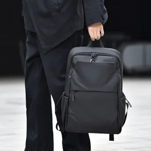 Zaino nero impermeabile in tessuto Oxford per studenti, elegante borsa per laptop.